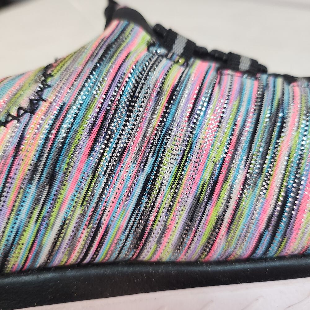 Rainbow Glitter Sneakers 7 Multi Color Sparkle Shimmer Slip On Kidcore Neon Rave - Picture 3 of 13